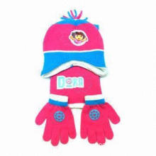 Children's Winter Hat/Scarf/Glove Sets, Made of 100% Acrylic Yarn